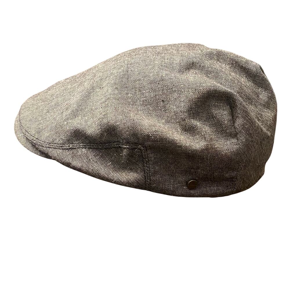 Stetson Gray Cotton Linen Flat Cap Newsboy Driving Hat Med Old Money Grandpa